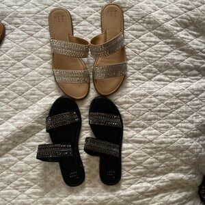 a new day Women's Sandals Black and Tan. Selling as a pair